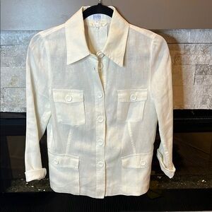 Escada Sport off White Utility linen button down top, size 34